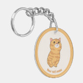 オレンジ色のかわいい猫好きのためのキーチェーン（名入れ可） キーホルダー (正面左)
