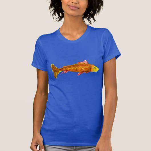 オレンジ色のかわいい金魚のシャツ Tシャツ (正面)