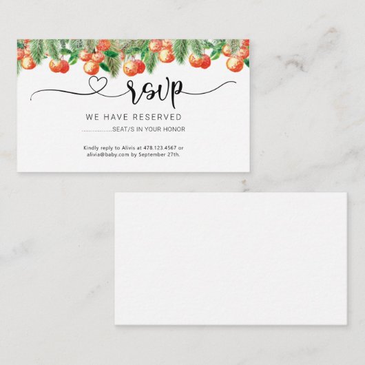 オレンジ色のかわいこちゃんRSVPエンクロージャカード エンクロージャーカード (正面/裏面)