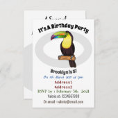 オレンジ色のくちばしのトコノハシの鳥の漫画イラスト 招待状 (正面/裏面)