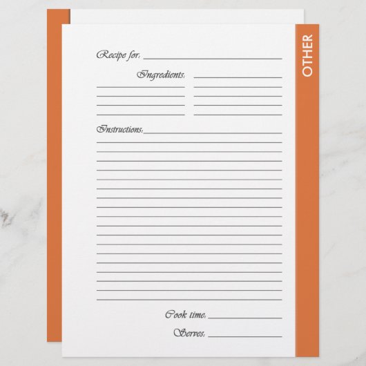 オレンジ色のその他の両面レシピページ (正面/裏面)