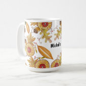 オレンジ色のどんぐり 秋の気分 水彩イラスト コーヒーマグカップ (正面左)