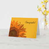 オレンジ色のひまわりオンイエローオフィッシュ カード (黄色い花)