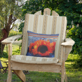 オレンジ色のひまわりストライプ装飾用クッション クッション