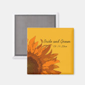 オレンジ色のひまわり結婚が黄色 マグネット (正面/裏面)