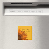 オレンジ色のひまわり結婚が黄色 マグネット (インサイチュ (食洗機))