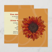 オレンジ色のひまわり 秋のパーティー招待状 招待状 (正面/裏面)