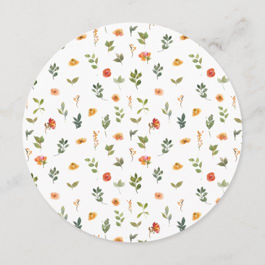 オレンジ色のほこりっぽい緑のフローラ丸のメニューカードプレート メニュー (裏面)