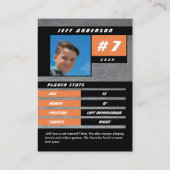 オレンジ色のアイスホッケートレーディングカード コーリングカード (裏面)