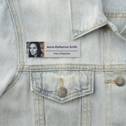 オレンジ色のアクセントのプロファイル画像の専門技術ブラックグレー 名札 (インサイチュ)