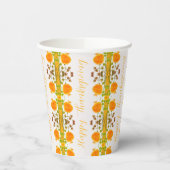 オレンジ色のアクセント付きパターン紙カップ 紙コップ (左)