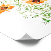 オレンジ色のアフリカの野生のデイジーの手の色彩の鮮やか水の色 ポスター (角)