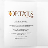 オレンジ色のアンパサンドバラ秋の結婚式 三つ折り招待状 (内部最初)