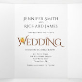 オレンジ色のアンパサンドバラ秋の結婚式 三つ折り招待状 (内部中)