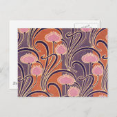 オレンジ色のアールデコパターン ポストカード (正面/裏面)