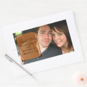 オレンジ色のアールデコフレーム日付ステッカーの保存 長方形シール (封筒)