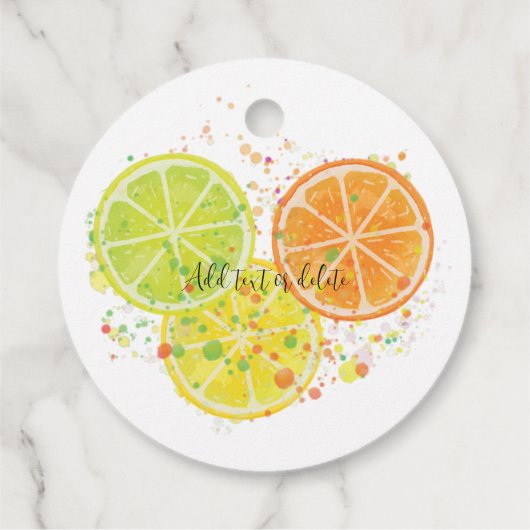 オレンジ色のイタリアンウェディングシャワー Aperol Spritzスタイル フェイバータグ (裏面)