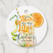 オレンジ色のイタリアンウェディングシャワー Aperol Spritzスタイル フェイバータグ (正面)