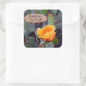 オレンジ色のイナシのサボテンの花写真 スクエアシール (バッグ)