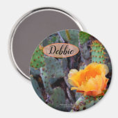 オレンジ色のイナシのサボテンの花写真 マグネット (正面/裏面)