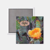 オレンジ色のイナシのサボテンの花写真 マグネット (正面/裏面)