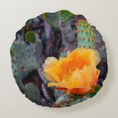 オレンジ色のイナシのサボテンの花写真 ラウンドクッション (裏面)