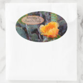 オレンジ色のイナシのサボテンの花写真 楕円形シール (バッグ)