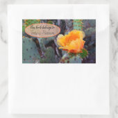 オレンジ色のイナシのサボテンの花写真 長方形シール (バッグ)