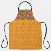 オレンジ色のイースターバニーと花のカラフル列 エプロン (正面)