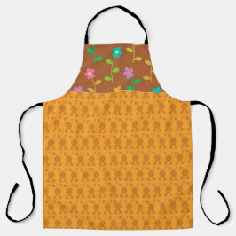 オレンジ色のイースターバニーと花のカラフル列 エプロン