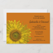 オレンジ色のウェディングでの黄色のひまわり 招待状 (正面)