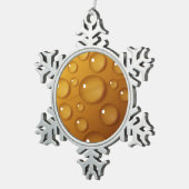 オレンジ色のウォータードロップテクスチャ スノーフレークピューターオーナメント (右)