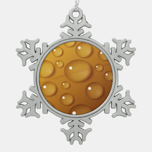 オレンジ色のウォータードロップテクスチャ スノーフレークピューターオーナメント (正面)