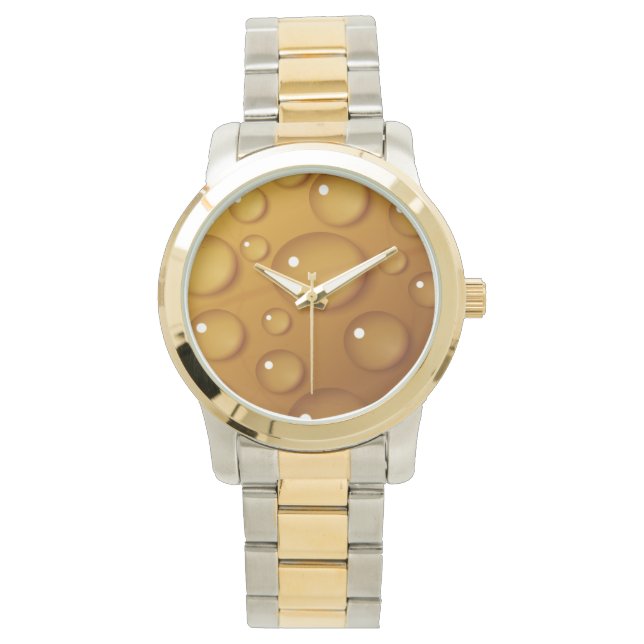 オレンジ色のウォータードロップテクスチャ 腕時計 (正面)