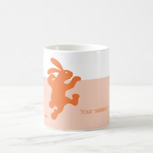 オレンジ色のウサギ！マグ コーヒーマグカップ
