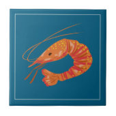 オレンジ色のエビの海鮮イラストタイル タイル (正面)