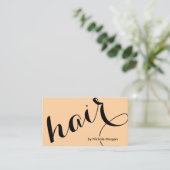 オレンジ色のエレガントなヘアスタイリストの手書きスクリプト 名刺 (スタンド正面)
