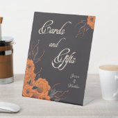 オレンジ色のエレガント花のカード&ギフト結婚ズ 台座サイン (インサイチュ)