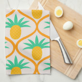 オレンジ色のオギーの熱帯性パイナップルパターン キッチンタオル (四つ折り)