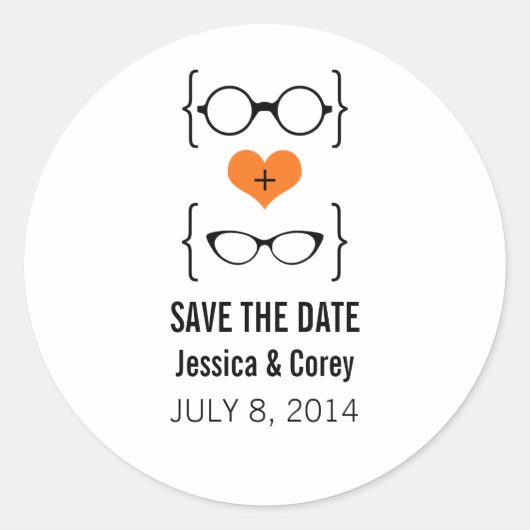 オレンジ色のオタクメガネ Save the Date ステッカー (正面)