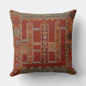 オレンジ色のオリエンタルラグデザイン クッション (裏面)