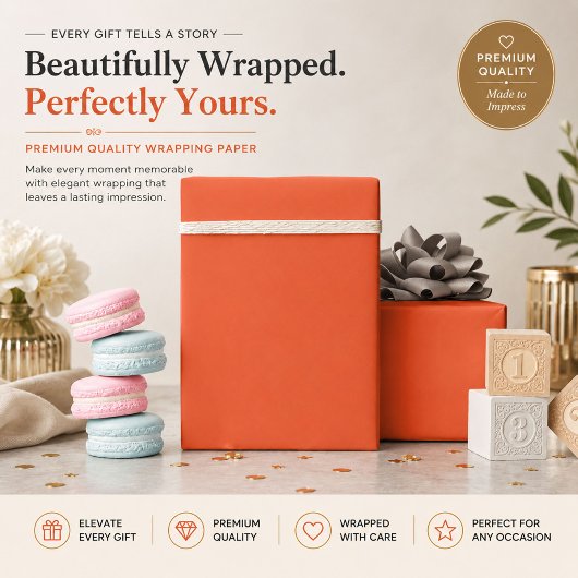 オレンジ色のオリジナルギフト包装紙 ラッピングペーパー
