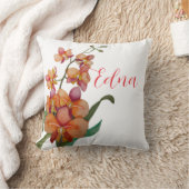 オレンジ色のオーキッドスロー/アクセント枕 クッション (ブランケット)