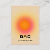 オレンジ色のオーラハロー書道イヤリングディスプレイカード 名刺 (裏面)