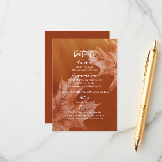 オレンジ色のカエデ離れア付き詳細 エンクロージャーカード (正面/裏面インサイチュ)