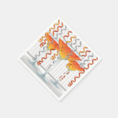 オレンジ色のカクテルとリボン スタンダードカクテルナプキン (角)