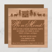 オレンジ色のカスタマイズ可能なログキャビン移動招待状 招待状 (正面/裏面)