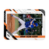 オレンジ色のカスタムダイナミック野球選手写真 マグネット (横)