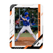 オレンジ色のカスタムダイナミック野球選手写真 マグネット (縦)