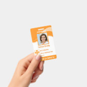 オレンジ色のカスタム従業員セキュリティID、ロゴ、バーコード バッジ (手持ち)